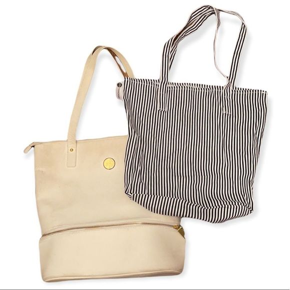 Joy Mangano Bags Joy Mangano Leather Joy Canvas Tote Poshmark